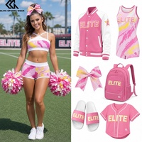Ensemble de survêtement chaud pour cheerleading avec imprimé graffiti, accessoires de cheerleading, soutien-gorge de danse, short, survêtement court, maillot court pour entraînement de club de danse et cheerleading