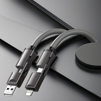 Câble de charge et de données USB intelligent tout-en-un 65W 4-en-1, nouveau, 27W PD, tressé en nylon, conducteur en cuivre pur, Android pour ordinateur