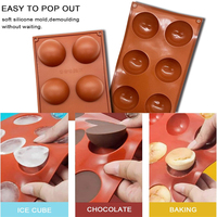 Vente en gros de moules à gâteaux en silicone 6 cavités demi-sphère réutilisable pour la fabrication de gâteaux gelée dôme mousse chocolat