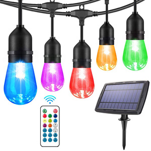 Guirnalda de luces RGB de buena calidad, globo de Patio Vintage de 24 pies y 48 pies con 15 luces solares para decoración de exteriores, cadena de luces de colores - Product Image 1
