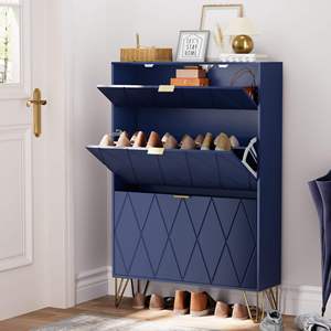 Combohome Meuble à chaussures moderne et durable pour 16 paires, 3 compartiments (2 rangements à chaussures + 1 étagère dissimulée), <span class=keywords><strong>meubles</strong></span> de salon - Product Image 3
