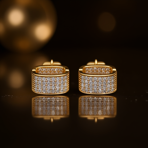 Orecchini E3482 con Diamanti Dorati, Placcati in Oro 18K, Taglio Brillante Rotondo, Lussuosi da Donna per Uso Quotidiano - Product Image 2