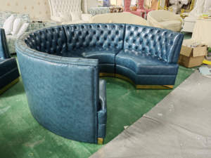 Canada Bàn Ghế Nhà Hàng Thức Ăn Nhanh Pizza Thiết Kế Hiện Đại Gian Trưng Bày Ghế Sô Pha Nhà Hàng Tròn Bán Nguyệt Hình Chữ U Màu Xanh Dương - Product Image 4