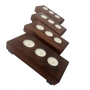 Rectangular Wooden Eco-Friendly <b>Tea</b> Light Holder with Three Candle Slots Christmas Home Decoration Durable Handmade Candle <b>Stand</b> - Product Image 6