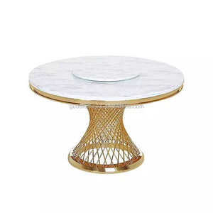 Foshan di alta qualità in acciaio inox oro telaio rotondo in marmo Top tavolo da pranzo per la <span class=keywords><strong>sala</strong></span> di nozze - Product Image 2