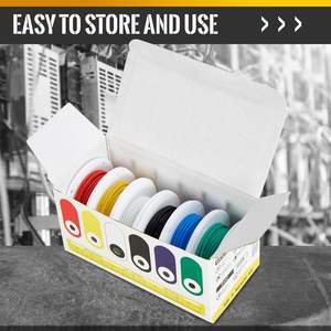 Cable automotriz eléctrico de cobre estañado, cable flexible con aislamiento de goma, 16.4 pies cada uno, 6 cables de colores diferentes - Product Image 2