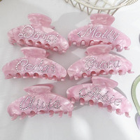 Pince à cheveux en acétate de luxe avec logo personnalisé UME, strass et cristaux tendance, accessoire de mode pour usage quotidien