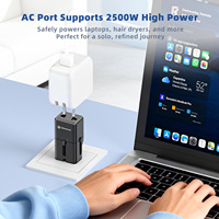 Adaptateur de voyage miniature Wontravel 2500W avec prise US, EU et Inde, chargeur de voyage pour l'Inde