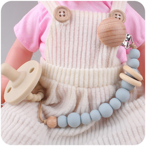 Clip de sucette bébé en silicone en bois pendentif en forme de coeur accessoire anti-chute pour porte-tétine factice - Product Image 4