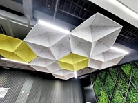 Plafonds acoustiques suspendus, panneaux insonorisants, dalles de plafond hexagonales, nuages acoustiques en fibre de polyester