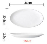 Plat à poisson ovale en porcelaine blanche à bord épais, grand plat, passe au micro-ondes, passe au lave-vaisselle, plat à poisson pour la maison, le restaurant, l'hôtel
