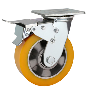 En gros 5 Pouces Jaune PU Plâtre Fer Rigide de Roue De Type Industriel Roulette Robuste - Product Image 4