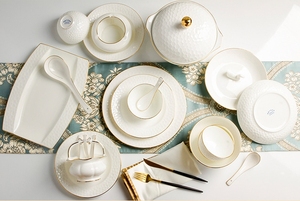 ชุดเครื่องครัวเซรามิกโบนไชน่าคุณภาพสูง ทนความร้อนสูง สไตล์นอร์ดิก หรูหราแบบยุโรป เหมาะสำหรับงานแต่งงาน ของขวัญ - Product Image 4