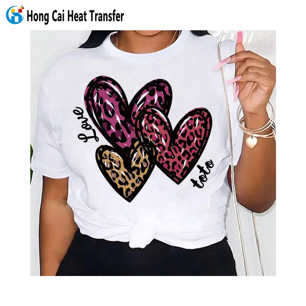 Hongcai 사용자 정의 하이 퀄리티 패턴 면 라운드 넥 여성 티셔츠 특대 여성 티셔츠 제조 업체