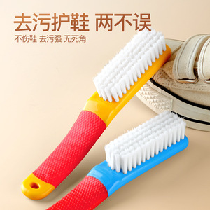 <b>Shoe</b> Brush <b>Soft</b> Bristle Nylon Red Blue Handle Cleaning Stain Removal Multi Functional Household Use - Product Image 3