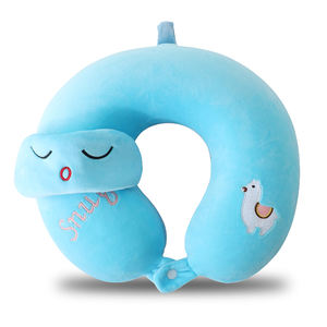 Cuscino per collo a forma di U per bambini con maschera per gli occhi in puro cotone Memory Foam con logo ricamato - Product Image 6