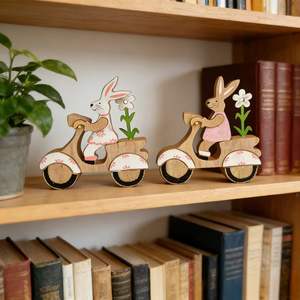 Nuevo Adorno de Madera Ecológico con Diseño de Conejito de Pascua en Bicicleta, Impreso en <span class=keywords><strong>3D</strong></span>, para Decoración del Hogar - Product Image 4