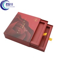 Caja de Regalo Exclusiva de Papel Recubierto con Doble Cajón, Logotipo Personalizado, Color Festivo, para Chocolates, Cuidado de la Piel, Cosméticos y Regalos