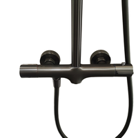 Ensemble de douche à effet pluie chaud et froid en laiton avec noyau de vanne en céramique gris, surface brossée, bec de douche en cascade pour hôtels