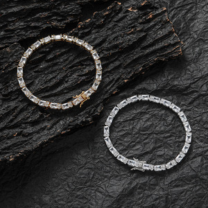 Square Zirconium Round Zirconium Mix and Match Tennis <b>Bracelet</b>, <b>Copper</b> Zirconium Hip Hop <b>Bracelet</b> Tanjing Fashion - Product Image 1