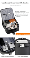 Sac à dos d'affaires personnalisable en stock, 15,6 pouces, pour ordinateur portable, école, polyester enduit de PU, imperméable, grande capacité, avec USB