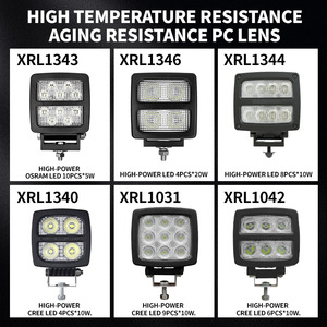 תאורת עבודה לד נורדית 60w 90w 55w מרובעת, עמידה למים, לתעשייה, רכב, מחפר, משאית, טרקטור, 12v 24v - Product Image 4