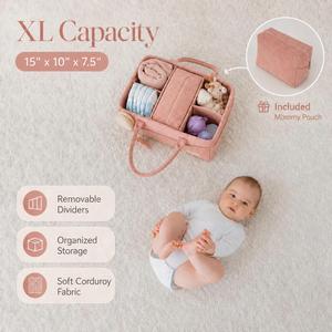 Panier de rangement portable pour la crèche avec compartiments amovibles, organiseur de couches pour bébé, accessoires essentiels pour nouveau-nés - Product Image 2