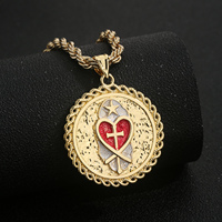 Pendentif Cœur Sacré en laiton plaqué or 14 carats avec émail, médaille religieuse, breloque pour femme, cadeau catholique tendance, accessoire de mode