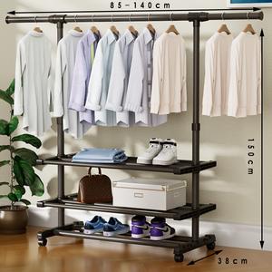 Séchoir à linge mobile simple et double barre, grande capacité, pour intérieur, rangement et suspension des vêtements - Product Image 1