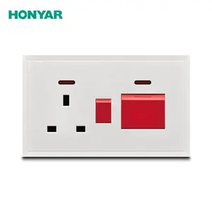 Honyar British Standard Cooker Control Unit 45 amp Double Pole Cooker Switch with Socket