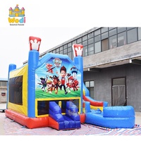 Combo château gonflable et toboggan pour tous âges, PVC pro 0,55 mm, haute résistance, conforme EN14960, durable