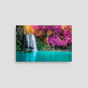 Purple Trees Waterfall Canvas Print: Serene Nature Lake View Wall Art,<b>WRAPPED</b> CANVAS - Product Image 2