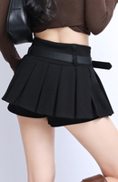Shorts plissés taille haute pour femme, coupe trapèze ajustée, style streetwear chic automne-hiver, jupe-short micro mini preppy – Collection Boutique 2026