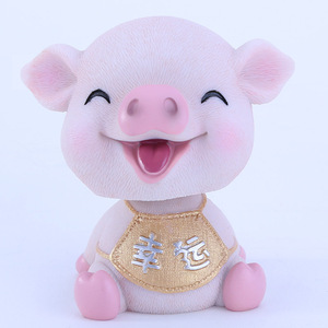 Cute Cartoon Pig Figurine Resin <b>Car</b> Dashboard Decorative <b>Ornament</b> Animal Shape Interior Accessory - Product Image 1
