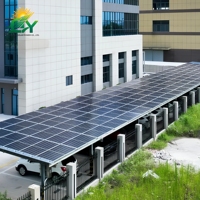 Système de carport solaire commercial, structure en acier modulaire, surface anodisée, auvent imperméable pour parkings, parcs industriels, PV