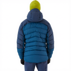 Veste d'hiver matelassée à capuche pour homme, coupe-vent, sportive, bleue, coupe régulière, fermeture éclair, coque en polyester - Product Image 6