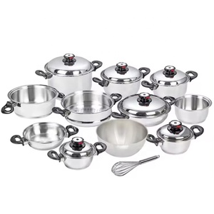 Juego de ollas y <span class=keywords><strong>sartenes</strong></span> de <span class=keywords><strong>acero</strong></span> <span class=keywords><strong>inoxidable</strong></span>, utensilios de cocina de grado quirúrgico, sin agua y sin aceite, para cocina casera, 18 Uds. - Product Image 1