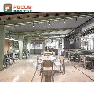 Freestanding Coffee Display Cabinet Wood Grain Finish Tall Vertical Display Cafe Merchandise Cabinet - Product Image 3