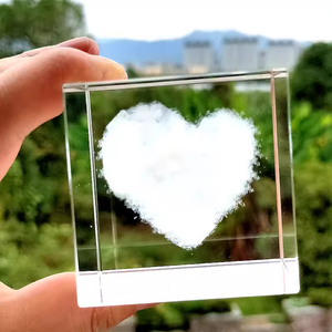 공장 도매 하이 퀄리티 K9 크리스탈 큐브 사용자 정의 3D 레이저 크리스탈 유리 사진 프레임 큐브 - Product Image 2