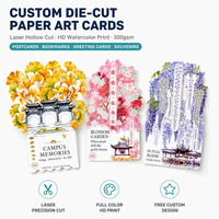 Tarjeta postal de papel tallado con diseño intrincado cortado a láser, impresión HD, tarjeta gruesa premium para turismo, suministro al por mayor de fábrica