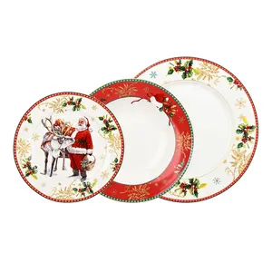 Home decoration antique bone china side personalized Christmas ceramic plates
