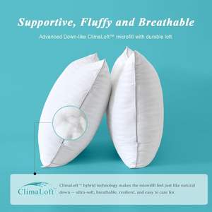 Juego de 2 Fundas de Almohada de Tamaño Estándar, 100% Algodón, Relleno de Gel Poliéster Alternativo a Plumón, Suaves, Medianas, Ajustables, Estilo Hotel - Product Image 4