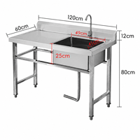 Wastafel Workstation Stainless Steel Desain Khusus yang Tahan Lama dengan Talenan untuk Stasiun Koki Profesional