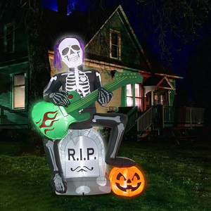 Inflables de Halloween para decorar al aire libre, Jack de <span class=keywords><strong>roca</strong></span> de 7 pies en Tombstone, fantasma con decoración de calabaza, LED, soplado iluminado patio césped hogar - Product Image 6
