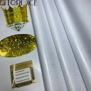 Tissu de Dentelle <span class=keywords><strong>Bazin</strong></span> 100 % Coton, 5 Mètres, Haute Qualité, Couleur Blanche, pour <span class=keywords><strong>Robe</strong></span> de Mariage ou de Soirée Nigériane - Product Image 3