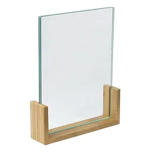 竹木实木A4菜单卡座桌展示玻璃广告架来样定做尺寸批发