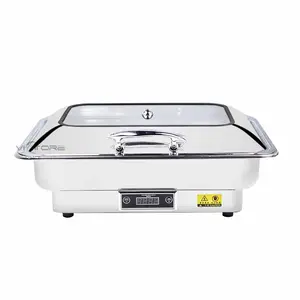 Digital de Aço inoxidável Buffet Elétrica Food Warmer Container Manter a Sopa Fogão máquina de Armazenamento de Alimentos Quentes Com Tampa Visível