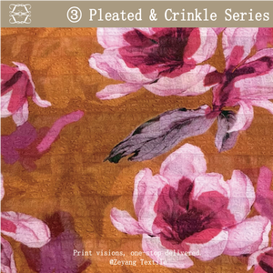 Tissu en mousseline froissée imprimé magnolia style peinture à l'huile, motif floral orange vintage pour robes et foulards féminins - Product Image 1