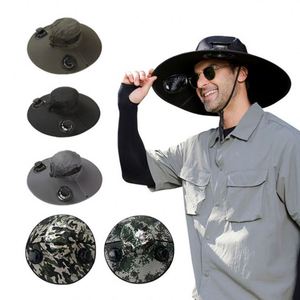 Sombrero de Pesca con Ala Ancha y Protección Solar, con Ventilador de Refrigeración Solar, para Regalos del Día del Padre, Promocional, Venta al Por Mayor - Product Image 1