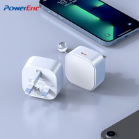 Cargador con Enchufe UK de 20W, Mini Adaptador de Corriente, Cargador USB Tipo-C y Tipo-A PD 3.0 de Carga Rápida para Teléfono Móvil y Auriculares